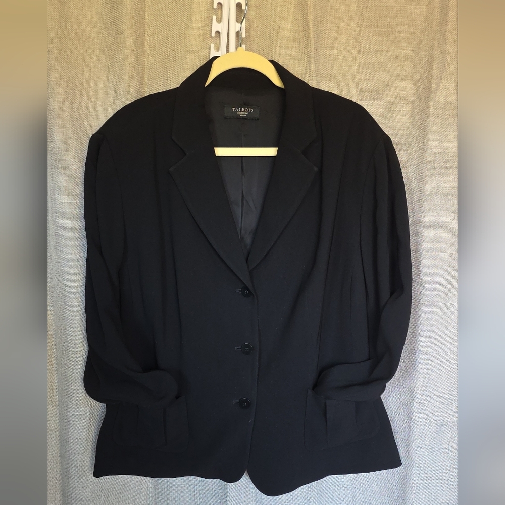 Talbots Black Blazer Women's Sz unknown, measurements in Description I1-2025250